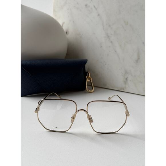 NEW Loewe LW50079U Oversized Metal Eyeglasses Frames Gold main image 4